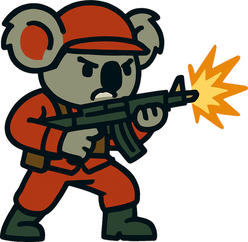 koala enemy soldier act shoot

In-Game asset.  2d.  High contrast.  No shadows