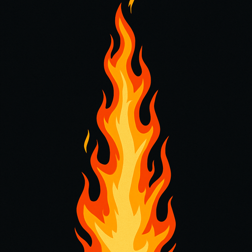 Tall flame shot of a flame gun assets.  without the gun.
In-Game asset.  2d.  High contrast.  No shadows