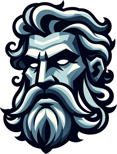Poseidon’s face. Cartoon style..
Single Game Texture.  In-Game asset.  2d.  Blank background.  High contrast.  No shadows