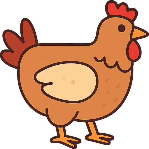 chicken. No background. Transparent background. Blank background. No shadows. 2d. In-Game asset. flat