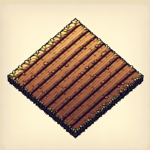 Create a tilled soil square.
Single Game Texture.  In-Game asset.  2d.  Blank background.  High contrast.  No shadows
