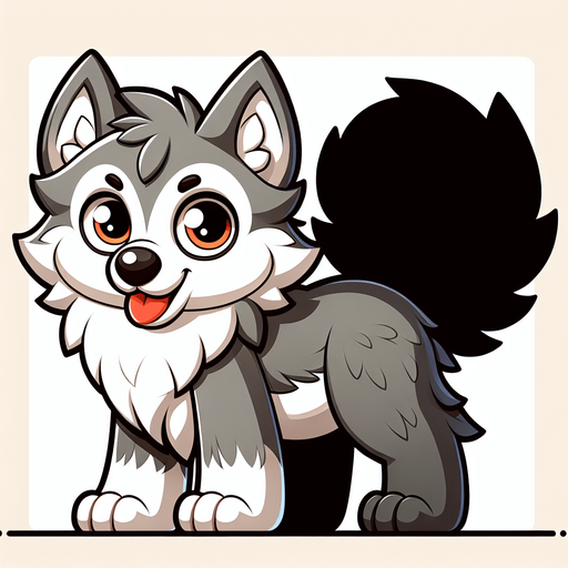 Cartoon wolf.
Single Game Texture. In-Game asset. 2d. Blank background. High contrast. No shadows.