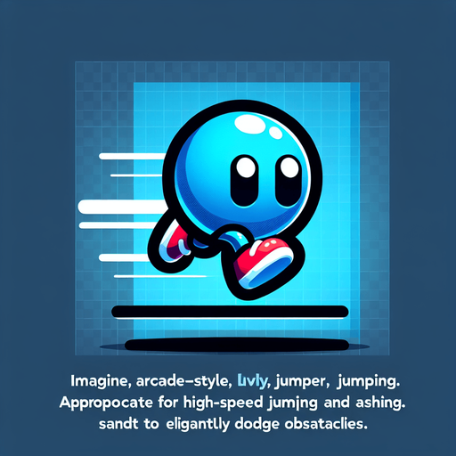 A tiny arcade-style jumper character with a playful look. Minimalist design, round body, short legs, and big eyes. Bright blue color, wearing red sneakers. Designed for fast jumping and dashing, perfect for dodging obstacles. Appears lively and determined. Transparent background..
Single Game Texture.  In-Game asset.  2d.  Blank background.  High contrast.  No shadows