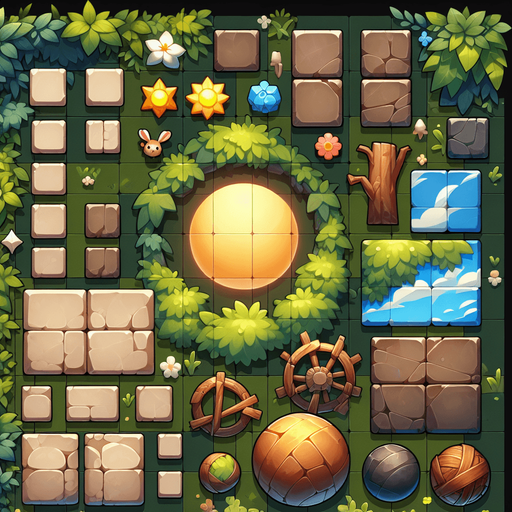 doğal alan.
Single Game Texture.  In-Game asset.  2d.  Blank background.  High contrast.  No shadows