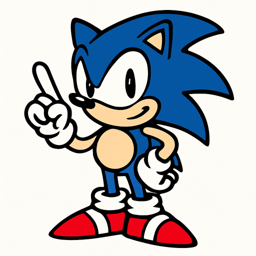 sonic.
In-Game asset.  2d.  High contrast.  No shadows