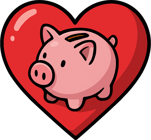 Just the heart from this image with a piggy bank in the center.