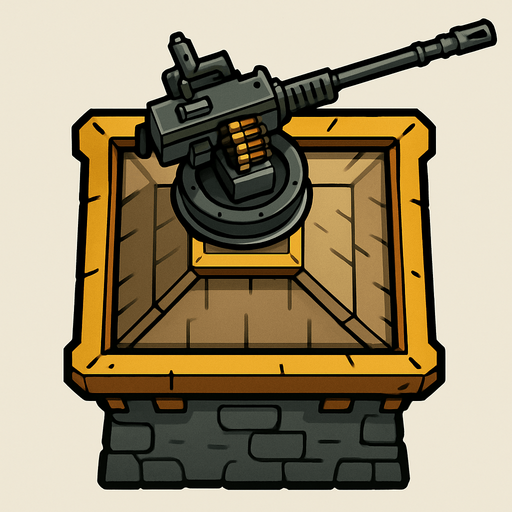 kuş bakışı silahlı kule..
In-Game asset.  2d.  High contrast.  No shadows