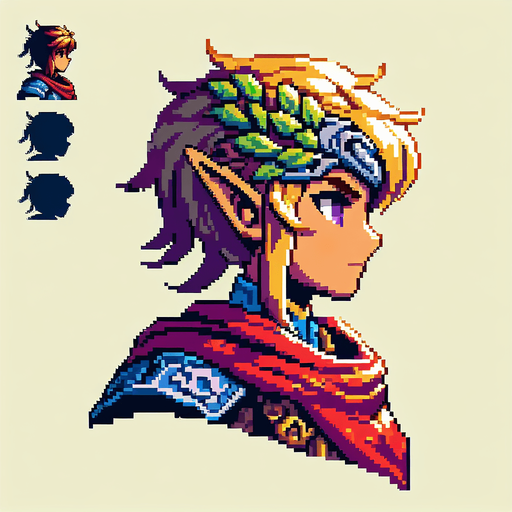 pixel art of single fantasy character facing left.
Single Game Texture. In-Game asset. 2d. Blank background. High contrast. No shadows.