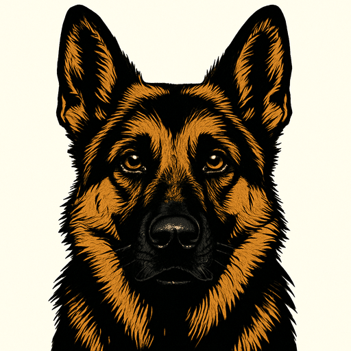 German Shepard face. realistic
In-Game asset.  2d.  High contrast.  No shadows