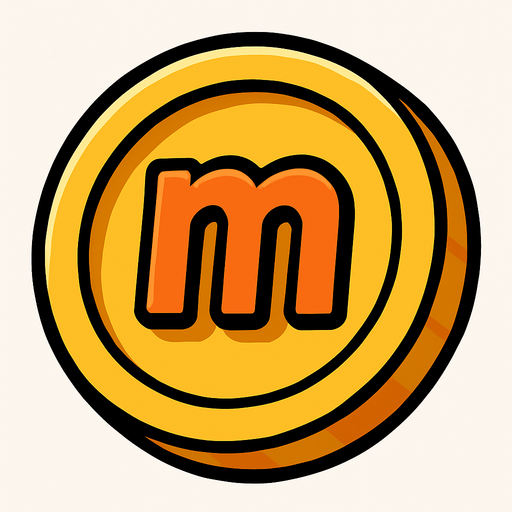 Coin, "m" sign.
In-Game asset.  2d.  High contrast.  No shadows