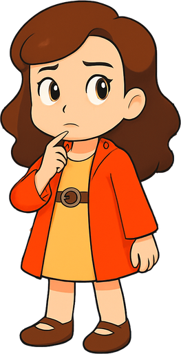 Make her stand still and thinking look on face with finger on her chin