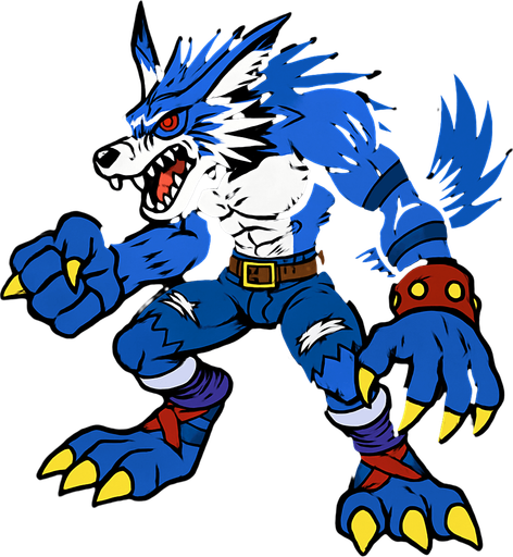 Weregarurumon.
In-Game asset.  2d.  High contrast.  No shadows