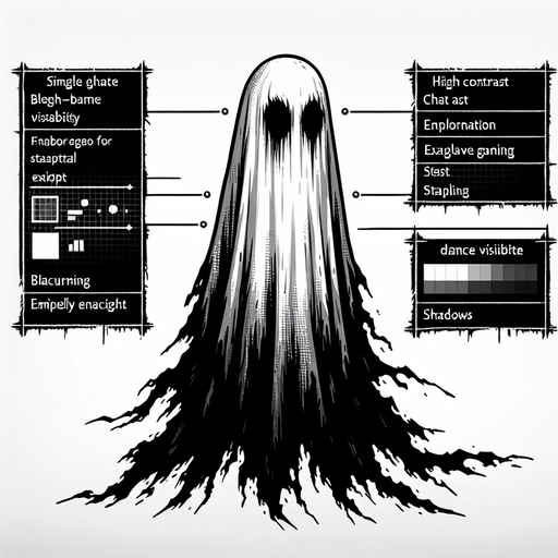 Ghost that is spooky.
Single Game Texture. In-Game asset. 2d. Blank background. High contrast. No shadows.