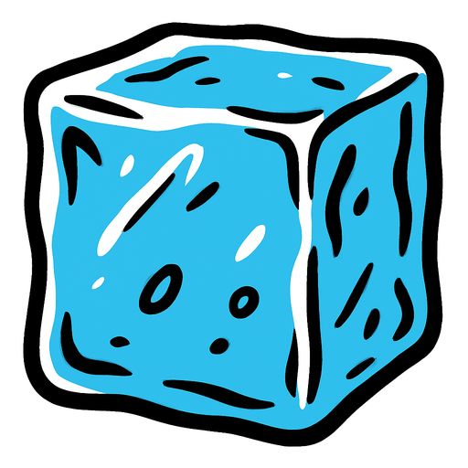 Ice cube seen from the front.
In-Game asset.  2d.  High contrast.  No shadows
