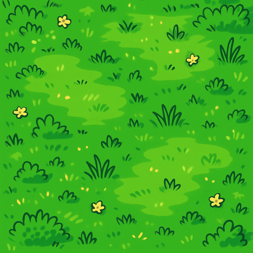 A pretty air view grass plain.
In-Game asset.  2d.  High contrast.  No shadows