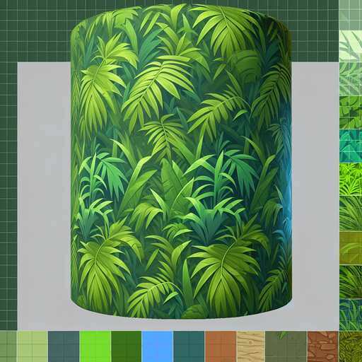jungle grass.
Single Game Texture.  In-Game asset.  2d.  Blank background.  High contrast.  No shadows