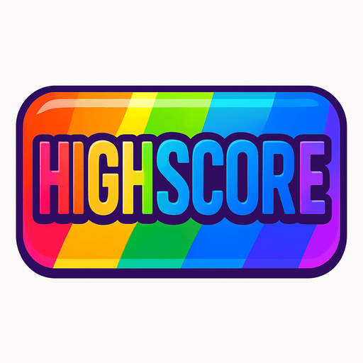 'HighScore' future buttons. rainbow colors. HD colors.
In-Game asset.  2d.  High contrast.  No shadows