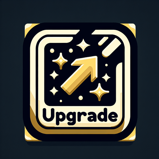 Upgrade sign.
Single Game Texture. In-Game asset. 2d. Blank background. High contrast. No shadows.