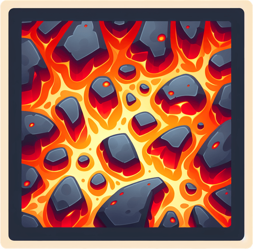 Лава мультяшная вид сверху плоская.
Single Game Texture. In-Game asset. Blank background. High contrast. No shadows.