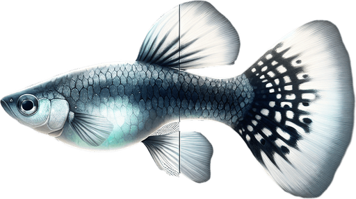 A realistic gupyfish swiming to the right.
Single Game Texture. In-Game asset. 2d. Blank background. High contrast. No shadows.