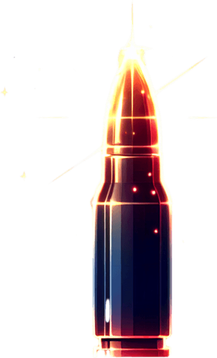 glowing bullet.
Single Game Texture.  In-Game asset.  2d.  Blank background.  High contrast.  No shadows