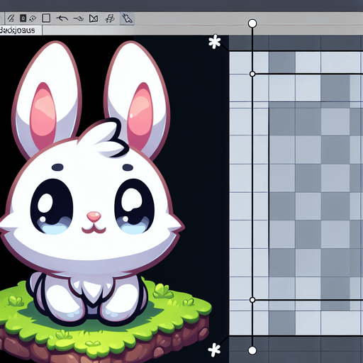 rabbit.
Single Game Texture. In-Game asset. 2d. Blank background. High contrast. No shadows.