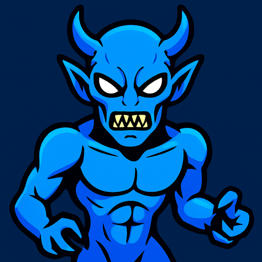 A blue demon alien.
In-Game asset.  High contrast.  No shadows