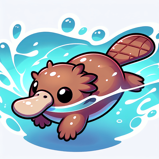 Cute Platypus swimming.
Single Game Texture.  In-Game asset.  2d.  Blank background.  High contrast.  No shadows. In game asset main character 2d