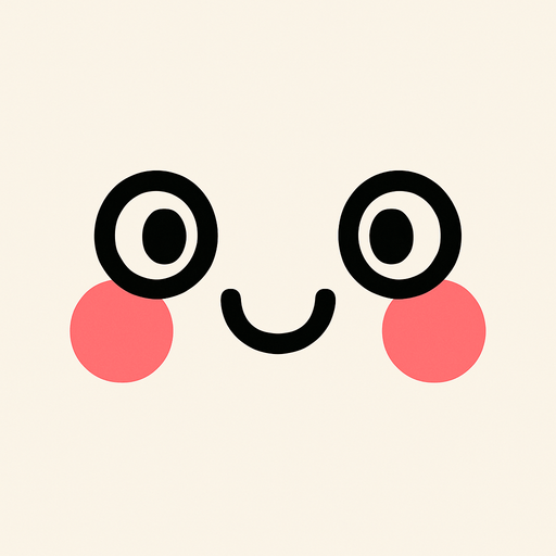 linear features cute face frameless.
In-Game asset.  2d.  High contrast.  No shadows