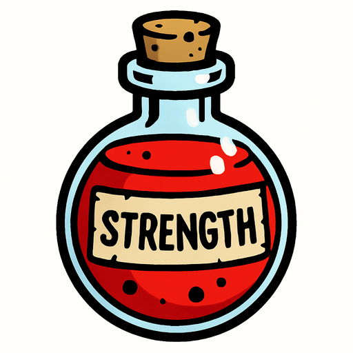 streng poiton.
In-Game asset.  2d.  High contrast.  No shadows