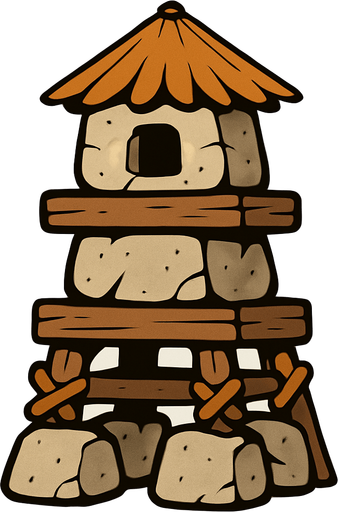 Taş devri Kule.
In-Game asset.  2d.  High contrast.  No shadows