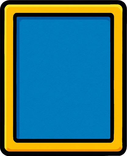 mavi sarı renkte kenarlaı düz dörtken olan bir kart ve ya çercive.
In-Game asset.  2d.  High contrast.  No shadows