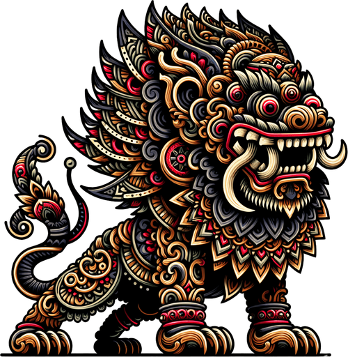 2d animation reog ponorogo monster.
Single Game Texture.  In-Game asset.  2d.  Blank background.  High contrast.  No shadows