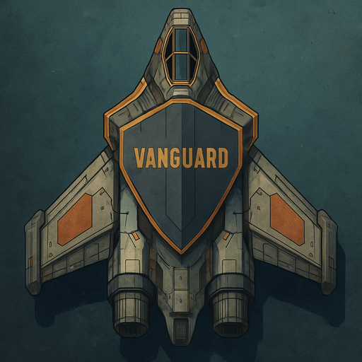 Shielded Vanguard spaceship top view.