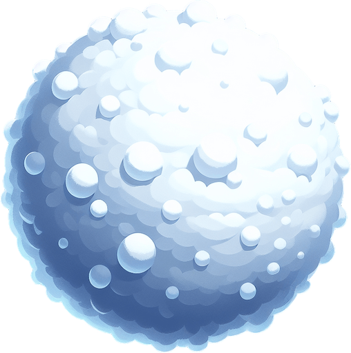 snowball of soft snow Single Game Texture. In-Game asset. 2d. Blank background. High contrast. No shadows.