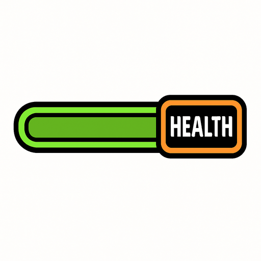 Health bar, grandyan, green,.
In-Game asset.  2d.  High contrast.  No shadows