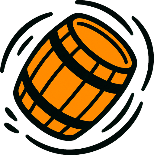 barrrel rolling.
In-Game asset.  2d.  High contrast.  No shadows