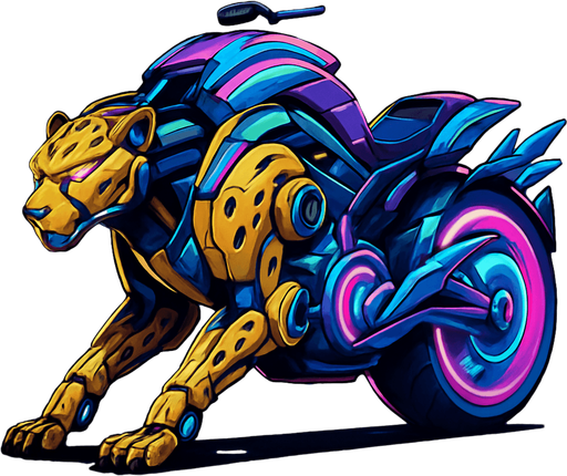cyberpunk American anime koraidon Miraidon-esque motorcycle animal futuristic cheetah-meets-motorcycle