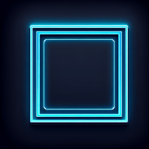 square with Neon dark blue borders, simple, cyberpunk, 2d.
Single Game Texture. In-Game asset. 2d. Blank background. High contrast. No shadows.