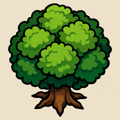tree.
In-Game asset.  2d.  High contrast.  No shadows. Top down view