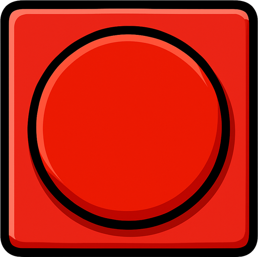 red button square.
In-Game asset.  2d.  High contrast.  No shadows