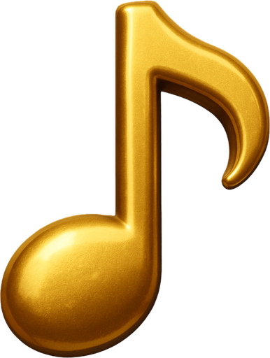 gold musical note.
In-Game asset.  3d.  High contrast.  No shadows