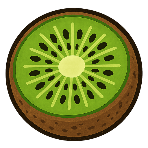Kiwi fruit.
Single Game Texture.  In-Game asset.  2d.  Blank background.  High contrast.  No shadows
