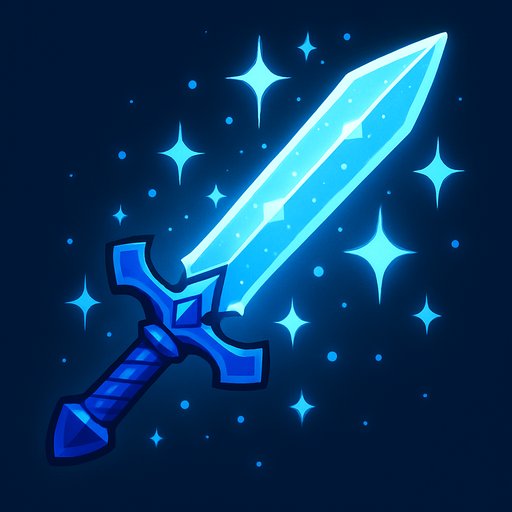 espada azul con destellos.
In-Game asset.  2d.  High contrast.  No shadows