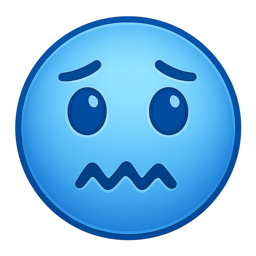 blue afraid emoji. use shiny color. No background. Transparent background. Blank background. No shadows. 2d. In-Game asset. flat