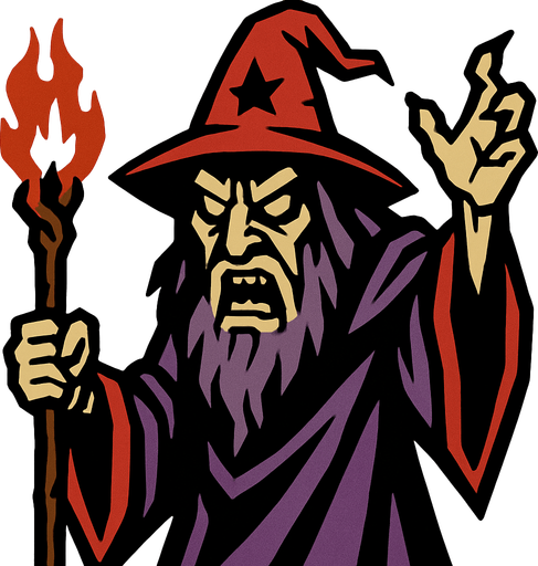 bad wizard.
In-Game asset.  2d.  High contrast.  No shadows
