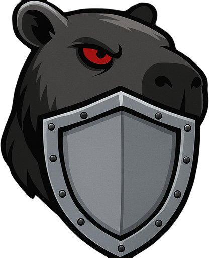 Ponle un escudo de metal delante de la cabeza. Tapando la boca y el cuello. Recuerda usar los rasgos y formas de un capibara. El escudo debe de ser de un plomo claro