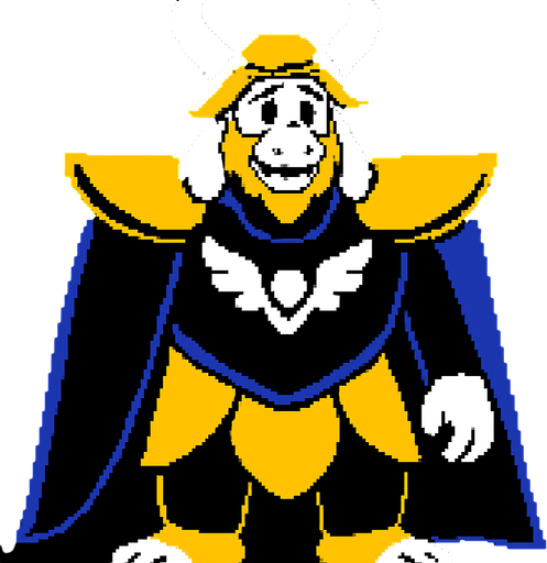 Asgore Deltarune.
In-Game asset.  2d.  High contrast.  No shadows