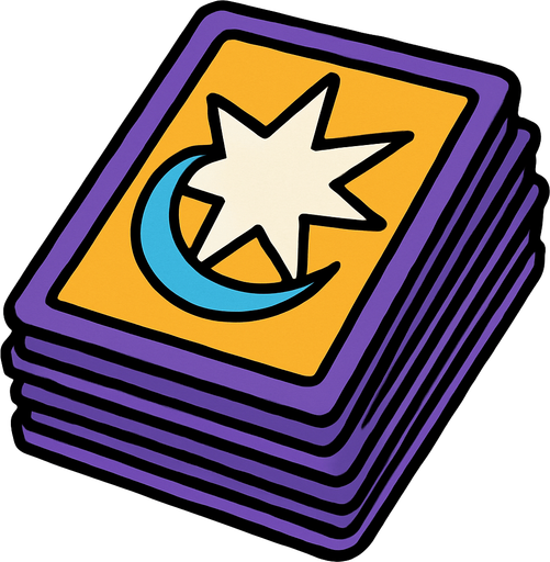 Pila de cartas mágicas bocabajo.
In-Game asset.  2d.  High contrast.  No shadows