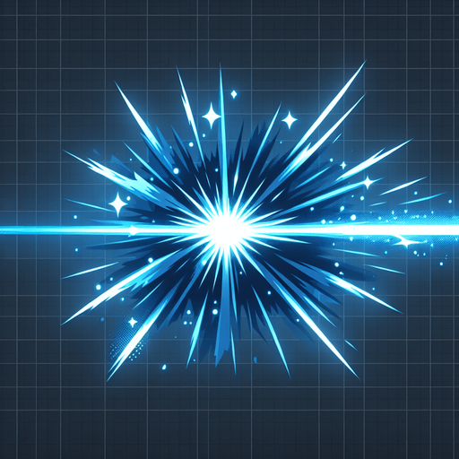 Blue Laser blast.
Single Game Texture. In-Game asset. 2d. Blank background. High contrast. No shadows.